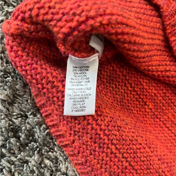 ANN TAYLOR LOFT Red/ Orange Knit Short Sleeve Sweater Women’s Size Small Petite - Picture 3 of 8